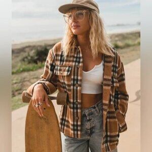 Ottway Winston Jacket Cotton Flannel, Brown Plaid Size Small